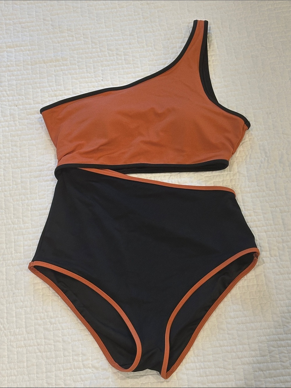 Victoria's Secret Two-Tone One-Shoulder Cutout One Piece Swimsuit Size M